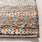 SAFAVIEH Natural Fiber Collection Accent Rug - 3' x 5', Natural & Blue, Handmade Boho Moroccan Trellis Jute, Ideal for High Traffic Areas in Entryway, Living Room, Bedroom (NF955N)