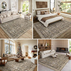 8x10 Washable Area Rugs Ultral Soft Non-Slip Stain Resistant Vintage Boho Large Carpet for High-Traffic Living Room & Dining Room