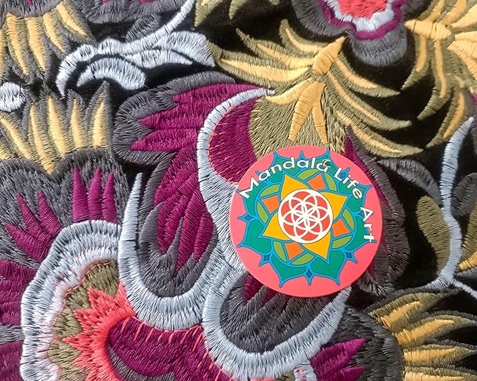 Mandala Life ART Round Black Velvet Pouf Cover - Soft Embroidered Ottoman Slipcover with Moroccan Design, 24 Inch Diameter, Ideal for Living Room, Bedroom, or Meditation Space - Floow Pillow Cushion