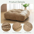 HIGOGOGO 6" Extra Thick Floor Pillow Cushion for Adults, Meditation Cushion Pillow, Large Square Floor Sitting, Tufted Corduroy Cover, for Tatami Living Room or Yoga, 22x22 Inch, 2Pack, Coffee