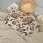 Brown Pillow Covers 20x20 Set of 2 Vintage Boho Floral Hydrangea Herbs Botanical Throw Pillow Cover Outdoor Flower Decorative Pillowcase Linen Farmhouse Cushion Case Decor for Couch Sofa