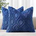 decorUhome Cozy Textured Euro Sham Throw Pillow Covers 26x26 Inch Set of 2, Soft Plush Faux Wool Dark Blue Accent Couch Pillow Covers for Modern Farmhouse Sofa Bed Living Room