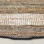 SAFAVIEH Cape Cod Collection Area Rug - 6' Round, Green & Beige, Handmade Denim & Jute, Ideal for Living Room, Bedroom, Home Office, Dining Space (CAP153Y-6R)