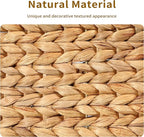 4 Small 3.6 QT Water Hyacinth Wicker Baskets for Shelves, 10" Long Woven Pantry Organizers and Storage Basket, Decorative Ratten Shallow Rectangle Baskets for Organizing Countertop Bathroom