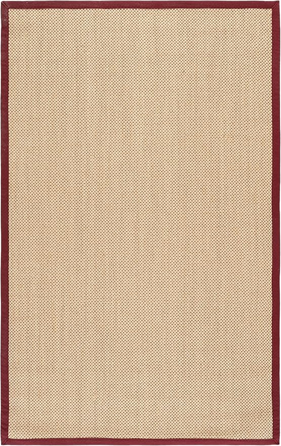 SAFAVIEH Area Rug 5x8 - Natural Fiber Collection - Maize & Burgundy, Sisal, Woven Design with Border (NF141D)