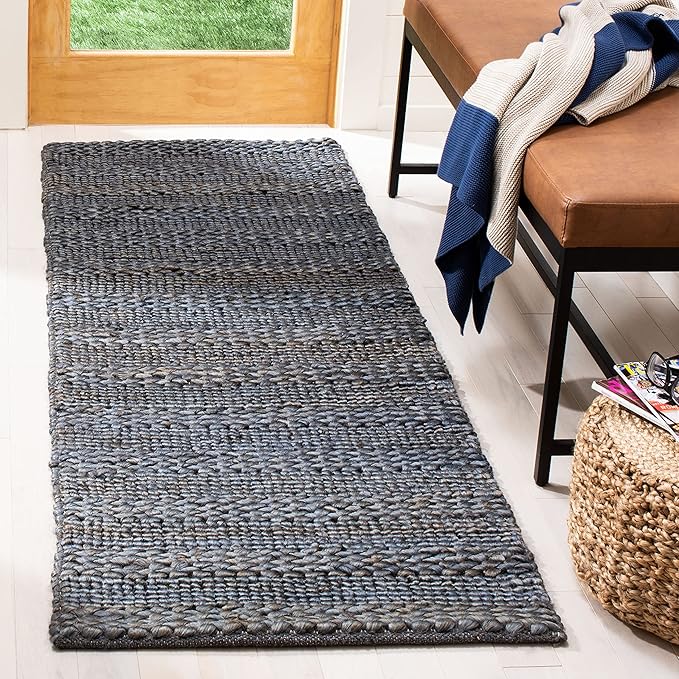 SAFAVIEH Natural Fiber Collection Runner Rug - 2'3" x 12', Grey, Handmade Jute, Braided Woven Design, Ideal for Living Room, Bedroom (NF212G)