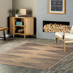 Nuloom Dori Natural/Grey, 3' x 5', Geometric, Recycled Polyester, Soft and Textured, High Traffic, Stain Resistant, Easy Clean, Durable Washable Runner for Bedroom, Living Room, Dining, Den, Foyer