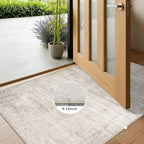 Washable 2x6 Thin Runner Rug: Abstract Soft Entryway Doormat Water-Resistan Hallway Bathroom Kitchen Carpet with Non-Slip Backing Modern Living Room Bedroom Decorative Carpet（2x6,Beige/Cream）