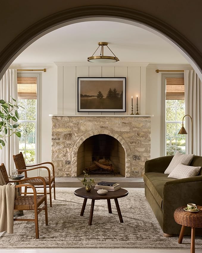 Loloi Magnolia Home by Joanna Gaines Pace Collection PAC-06 Forrest/Natural 9'-6" x 9'-6" Round Area Rug