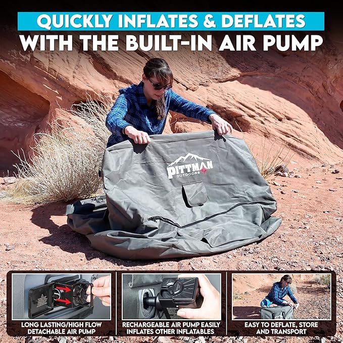 Pittman - Inflatable Furniture Set with Built in Pump for Outdoors & Indoors - Blow Up Couch Set has Heavy Duty Puncture Resistant Fabric for Inflatable Sectional Comfort & Durability if Camping