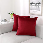 NiNi ALL Decorative Throw Pillow Covers Velvet 28x28 Inch Pack of 2 Burgundy Red Cushion Covers Soft for Couch Sofa Bedroom Living Room Outdoor