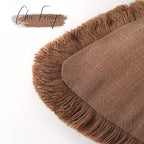 Foindtower Set of 2 Decorative Linen Fringe Throw Pillow Covers Cozy Boho Farmhouse Cushion Cover with Tassels Soft Accent Pillowcase for Couch Chair Sofa Bed Living Home Decor,18×18 Inch,Rust