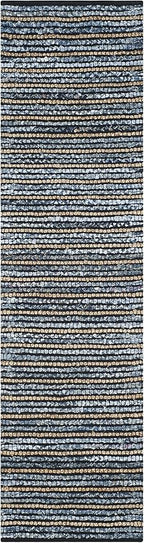 SAFAVIEH Cape Cod Collection Runner Rug - 2'3" x 6', Blue & Natural, Handmade Flat Weave Braided Jute & Cotton, Ideal for High Traffic Areas in Living Room, Bedroom (CAP363A)