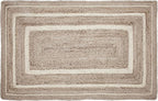 VHC Brands Jute Rug Rectangle with Pad, Natural and Creme, 27x48