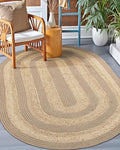 DEXI Jute Area Rug Natural Fiber 4x6 Oval, Woven Braided Durable Farmhouse Design Rugs for Living Room, Bedroom Dinning Room Office Outdoor Patio, Natural/Beige