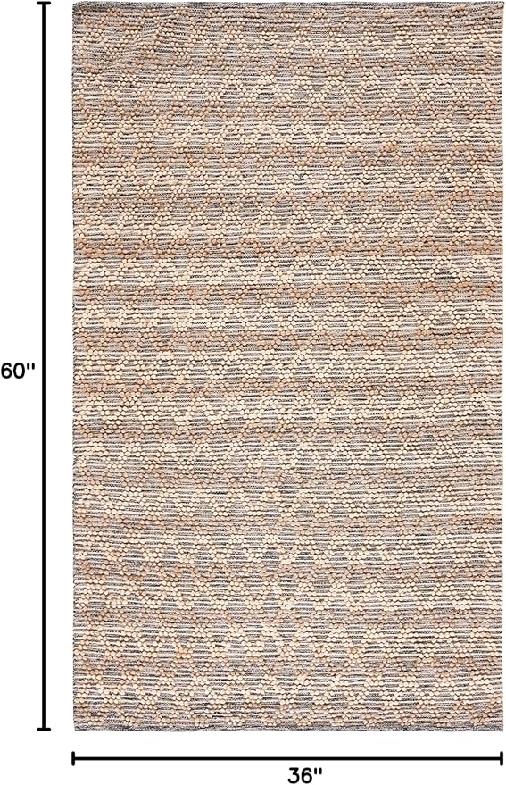 SAFAVIEH Natural Fiber Collection Accent Rug - 3' x 5', Natural & Black, Flat Weave Farmhouse Geometric Jute Design, Ideal for High Traffic Areas in Entryway, Living Room, Bedroom (NF382A)