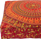 Popular Handicrafts Floor Pillow Cushion Cover - Hippie Elephant Mandala Square Ottoman Daybed Oversized Cotton Cushion Cover with Heavy Duty Zipper - Dog-Pets Bed, 35" Maroon