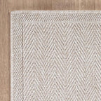 CAMILSON Easy Jute Rug 4x6, Indoor Outdoor Off-White Color Fiber Area Rugs for Living Room Patio and Kitchen Rug Herringbone Seagrass Woven Design Easy-Cleaning Washable Outside Carpet Alfombras 4 x 6