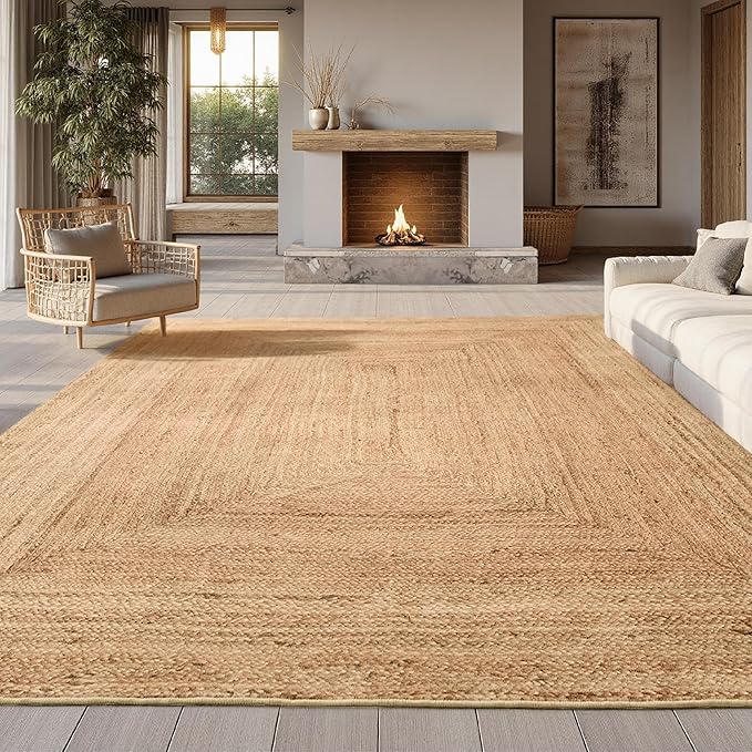 Bedsure 5x7 Printed Jute-Look Rug for Living Room, Machine Washable Rugs, Jute-Look Rug, Non-Slip Backing, Non-Shedding
