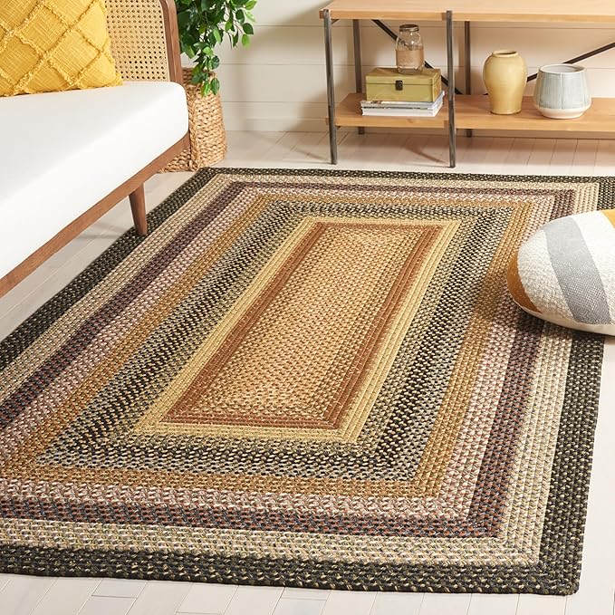 SAFAVIEH Washable Rug Outdoor Braided Collection - 4' x 6', Multi, Handmade & Reversible, Non-Shedding & Easy to Clean, Ideal for Patio, Backyard, Mudroom (BRD308A)