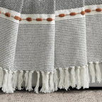 Lush Decor Herringbone Stripe Woven Tassel Yarn Dyed Cotton Throw Blanket 50" W x 60" L Black & Multi - Striped Throw Blankets - Black Couch Blanket