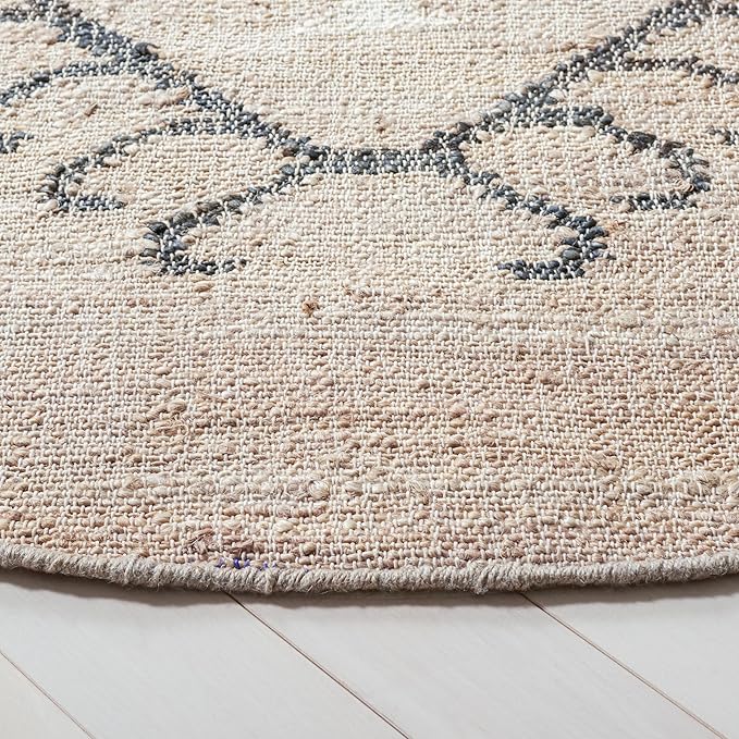 SAFAVIEH Kilim Collection 7' Round Grey/Black KLM762F Handmade Flatweave Premium Jute Entryway Foyer Living Room Bedroom Kitchen Area Rug