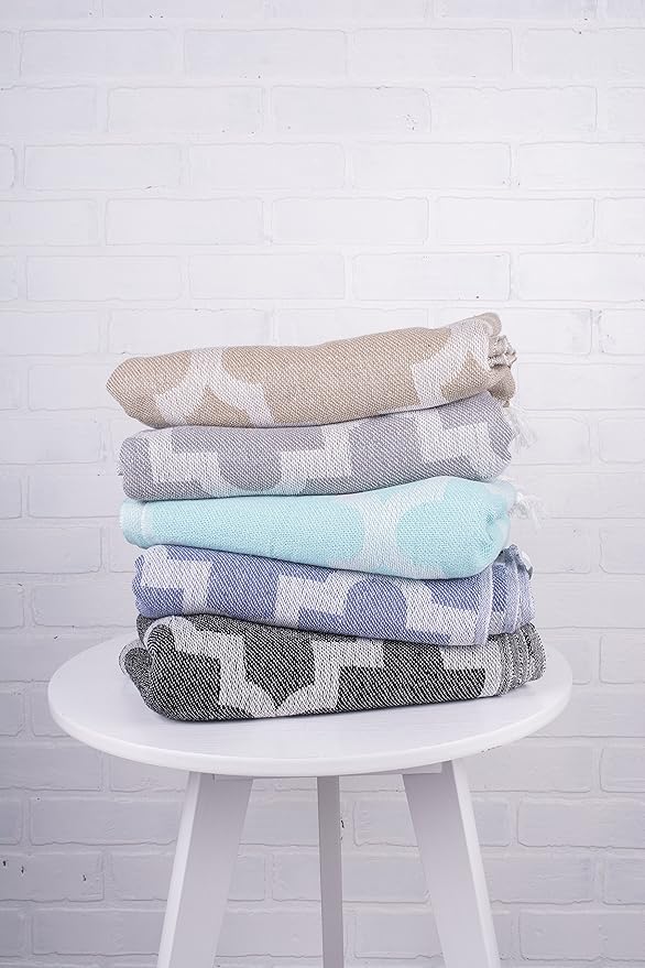 DII Modern Moroccan Cotton Blanket Throw with Fringe for Couch, Chair, Guest Room, Picnic, Camping, Beach, & Everyday Use, 50x60, Gray