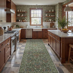 GENIMO Floral Washable Runner Rug 2’6”x7’, Non-Slip Long Hallway Carpet for Entryway, Kitchen, Indoor Floor Use, Vintage Boho Soft Thin Rug Décor, Emerald Green