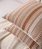 Boho Throw Pillow Covers 18x18 Inch Set of 2, Farmhouse Decorative Couch Pillow Cases, Brown Accent Pillows of Bed, Sofa Bedroom Living Room Home Decor Cushion Cover