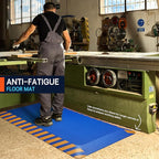 FEATOL Anti Fatigue Mat Industrial, Ergonomic Standing Floor Mat for Work for Stand, Safety Support for Leg & Back Pain(Blue with Yellow Border, 20" x 32", 2PC)