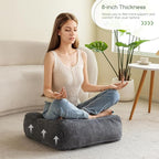 HIGOGOGO 8" Extra Thick Floor Pillow Cushion for Adults, Meditation Cushion Pillow, Large Square Floor Sitting, Tufted Corduroy Cover, for Tatami Living Room or Yoga, 22x22 Inch, Dark Grey