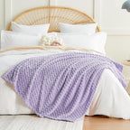 EXQ Home Fleece Throw Blanket for Couch or Bed - 3D Imitation Turtle Shell Jacquard Decorative Blankets - Cozy Soft Lightweight Fuzzy Flannel Blanket Suitable for All Seasons(50"×60",Light Purple)