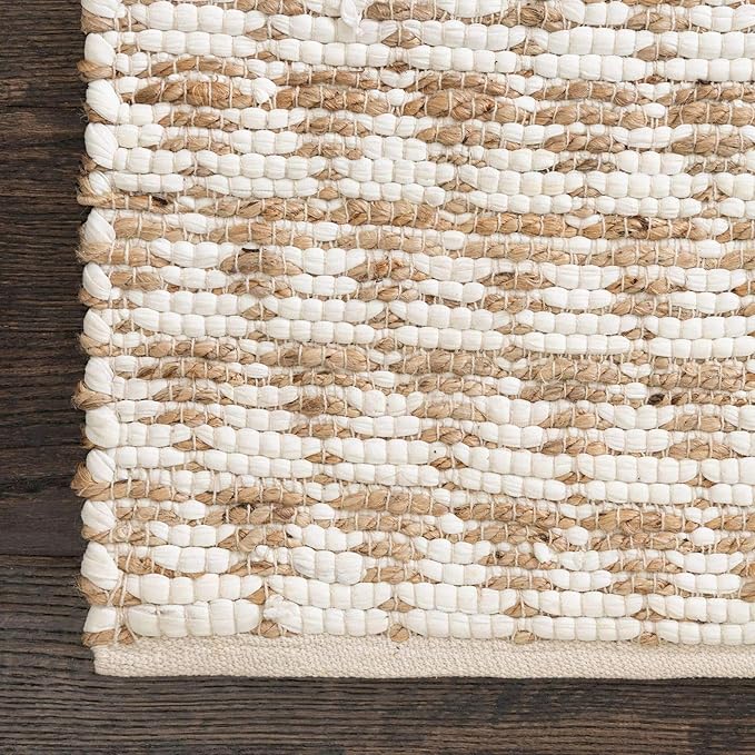 Unique Loom Chindi Jute Collection Area Rug (2' 2" x 6' 1" Runner, White/ Natural)