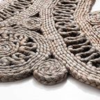 SAFAVIEH Area Rug 8' Round - Natural Fiber Collection - Large - Grey, Handmade Jute, Decorative Boho Floral Design (NF360C)