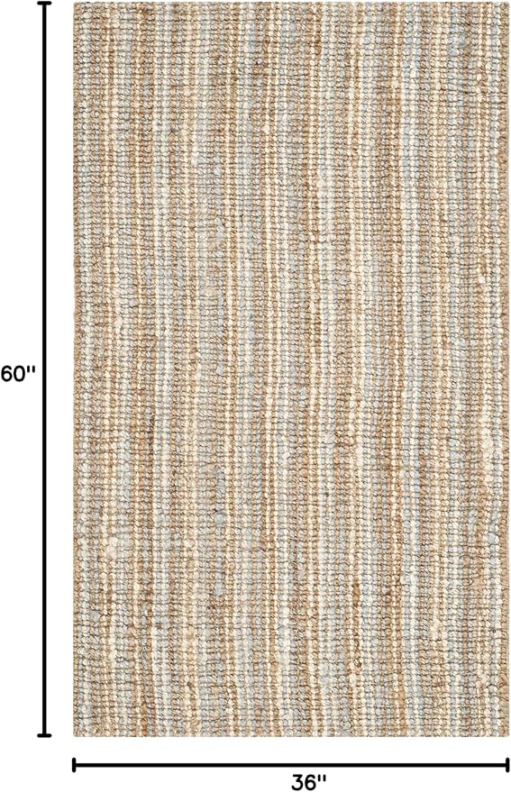 SAFAVIEH Area Rug 3x5 - Natural Fiber Collection - Grey & Natural Brown, Handmade Jute, Farmhouse Style, Chunky Textured Thick Pile (NF447K)