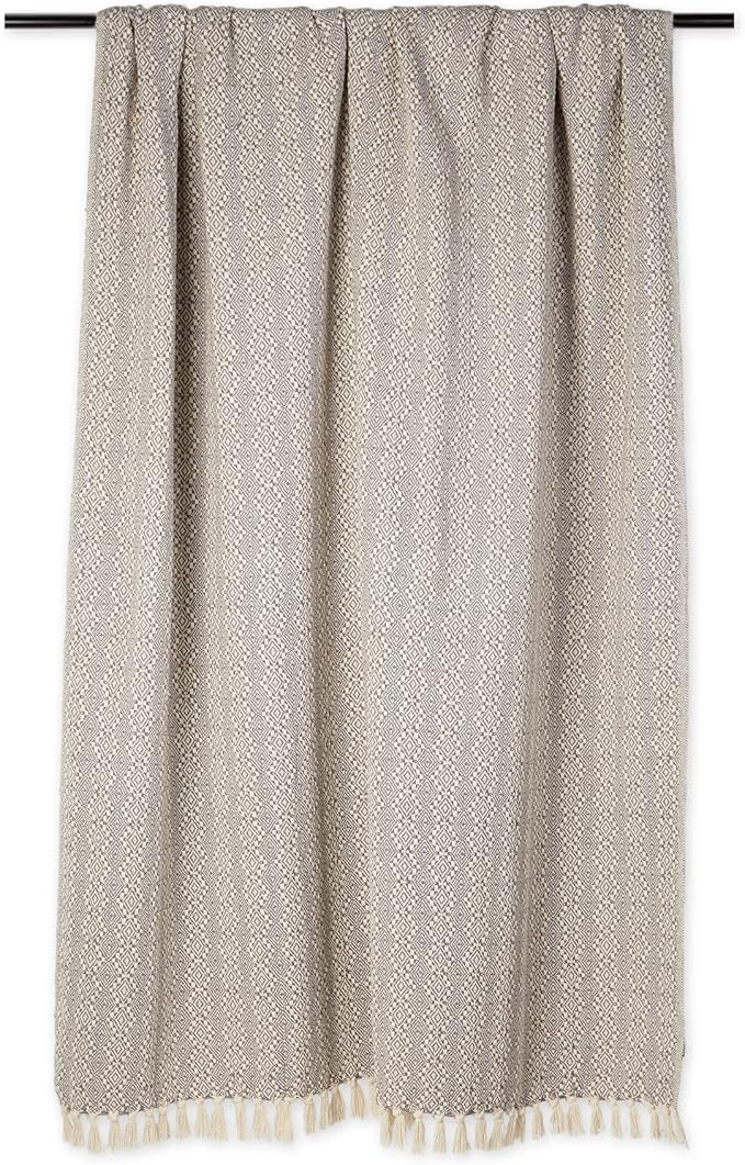 DII Diamond Stitch Woven Throw, Organic Modern, 50 x 60, Gray