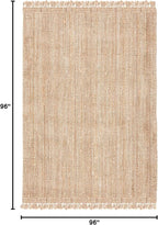 SAFAVIEH Natural Fiber Collection Area Rug - 8' Square, Natural, Handmade Woven Fringe Jute, Ideal for High Traffic Areas in Living Room, Bedroom (NF809A)