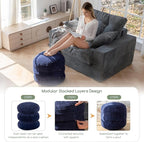HIGOGOGO Pouf Ottoman Stuffed Round Modern Foam Filled Foot Rest Poufs 20 X 18 Inches Modular Ottomans Separated Into Floor Cushions for Living Room Chair Decorative Stool, Navy