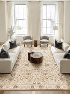 Washable Rugs for Living Room: 10x14 Area Rugs for Bedroom Ultral Soft Non-Slip Stain Resistant Vintage Boho Large Carpet for High-Traffic Dining Room - Farmhouse Decor