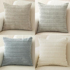 4 Pack Neutral Corduroy Decorative Boho Couch Throw Pillow Covers 18x18 Inch for Sofa Living Room Bedroom Home Decor