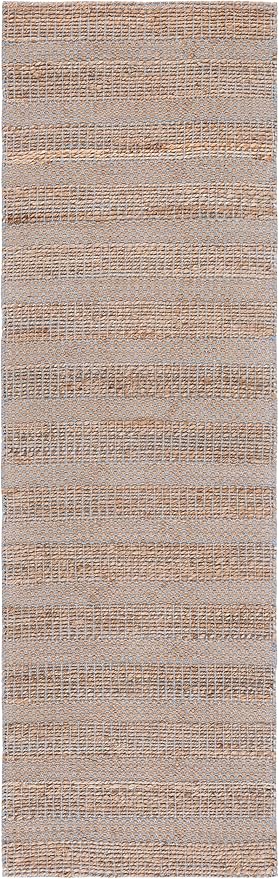 SAFAVIEH Natural Fiber Collection Runner Rug - 2'3" x 8', Light Blue & Natural, Handmade Boho Farmhouse Rustic Jute & Cotton Jute, Ideal for High Traffic Areas in Living Room, Bedroom (NFB654M)