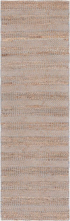 SAFAVIEH Natural Fiber Collection Runner Rug - 2'3" x 8', Light Blue & Natural, Handmade Boho Farmhouse Rustic Jute & Cotton Jute, Ideal for High Traffic Areas in Living Room, Bedroom (NFB654M)
