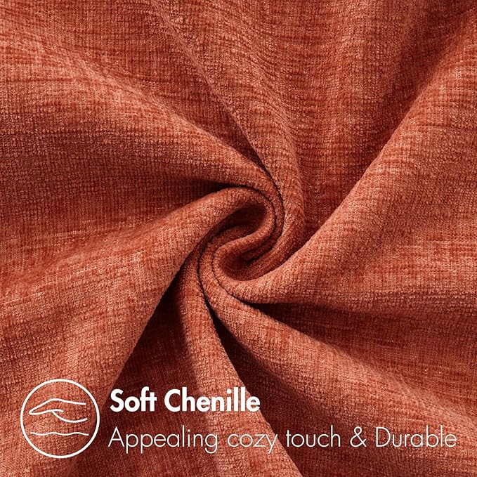 MIULEE Pack of 4 Couch Throw Pillow Covers 18x18 Inch Soft Burnt Orange Chenille Pillow Covers for Sofa Living Room Solid Dyed Pillow Cases