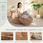 8" Washable Floor Pillow Cushion for Adults, Meditation Cushion Pillow, Removable Tufted Blended Corduroy Cover, Large Square Floor Sitting for Tatami Living Room or Yoga, 22x22 Inch, Machine Washable