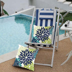 DFXSZ Navy Blue Flower Pillow Covers 18x18 Inch Set of 2 White Gray Colored Throw Pillows Outdoor Waterproof Decor for Living Room Sofa Patio Funiture Garden Floral Polyester Pillow Covers 002P18