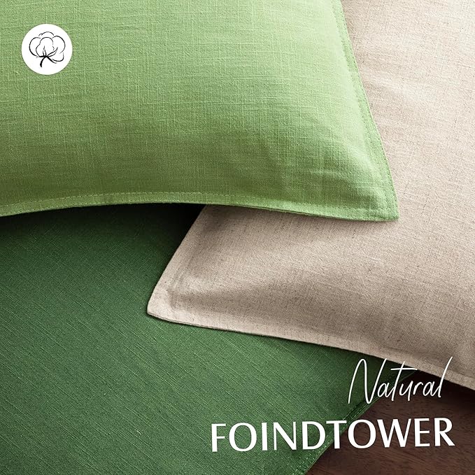 Foindtower Pack of 2, Decorative Linen Soild Throw Pillow Covers Soft Accent Euro Cushion Case Boho Farmhouse Pillowcase for Chair Couch Sofa Bedroom Living Room Home Decor 22 x 22 Inch Lime Green