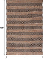 SAFAVIEH Natural Fiber Collection Area Rug - 6' x 9', Black & Natural, Handmade Boho Farmhouse Rustic Jute & Cotton Jute, Ideal for High Traffic Areas in Living Room, Bedroom (NFB653Z)