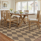 8x10 Checkered Easy Jute Area Rug for Living Room Large Checkerboard Washable Indoor Outdoor Carpet Farmhouse Patio Office Mat Geometric Non Slip Brown Carpet for Backyard Dining Room