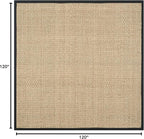 SAFAVIEH Area Rug 10' Square - Natural Fiber Collection - Large - Natural & Black, Seagrass, Basketweave Pattern with Border (NF114C)