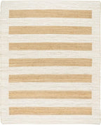 Dash and Albert Milo Jute & Cotton Area Rug - 7.5 X 9.5 Ivory Stripe Handwoven Accent Rug - Durable, Low Pile, Guest Room, Home Office, Dining Room - Premium Luxury Hotel Quality Soft Breathable